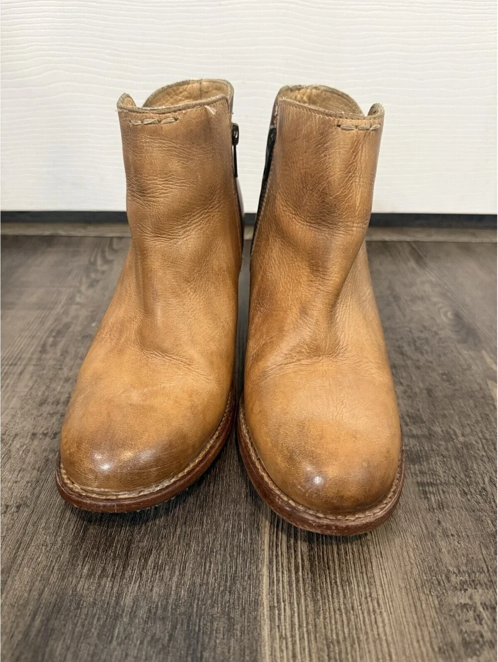 Bed Stu Yell Womens Two Tone Brown Leather Cobbler Made Ankle Boots Sz 8.5